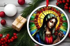 Stained Glass Christmas Round Ornament Sublimation Product Image 1