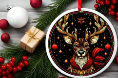 Stained Glass Christmas Round Ornament Sublimation Product Image 1