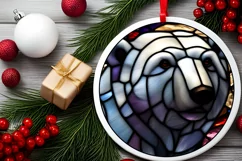 Stained Glass Christmas Round Ornament Sublimation Product Image 1