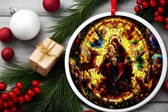 Stained Glass Christmas Round Ornament Sublimation Product Image 2