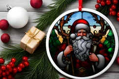 Stained Glass Christmas Round Ornament Sublimation Product Image 1