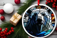 Stained Glass Christmas Round Ornament Sublimation Product Image 2