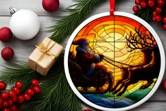 Stained Glass Christmas Round Ornament Sublimation Product Image 1
