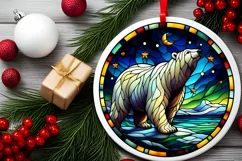 Stained Glass Christmas Round Ornament Sublimation Product Image 1
