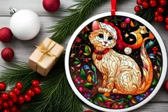 Stained Glass Christmas Round Ornament Sublimation Product Image 1
