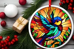 Stained Glass Christmas Round Ornament Sublimation Product Image 1