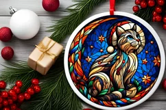 Stained Glass Christmas Round Ornament Sublimation Product Image 1