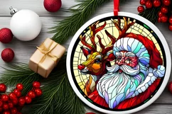 Stained Glass Christmas Round Ornament Sublimation Product Image 1