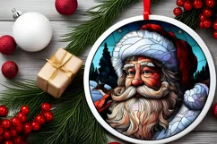 Stained Glass Christmas Round Ornament Sublimation Product Image 1