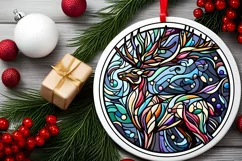Stained Glass Christmas Round Ornament Sublimation Product Image 1