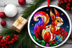Stained Glass Christmas Round Ornament Sublimation Product Image 1