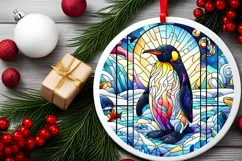 Stained Glass Christmas Round Ornament Sublimation Product Image 1