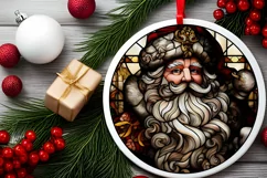 Stained Glass Christmas Round Ornament Sublimation Product Image 1