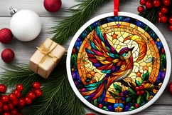 Stained Glass Christmas Round Ornament Sublimation Product Image 1