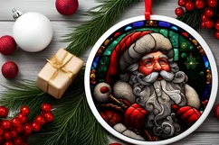 Stained Glass Christmas Round Ornament Sublimation Product Image 1