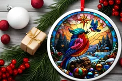 Stained Glass Christmas Round Ornament Sublimation Product Image 1