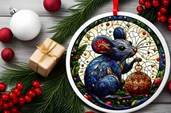 Stained Glass Christmas Round Ornament Sublimation Product Image 1