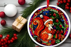 Stained Glass Christmas Round Ornament Sublimation Product Image 1
