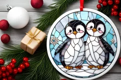 Stained Glass Christmas Round Ornament Sublimation Product Image 1