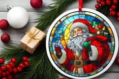 Stained Glass Christmas Round Ornament Sublimation Product Image 1
