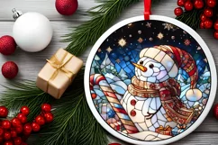 Stained Glass Christmas Round Ornament Sublimation Product Image 1