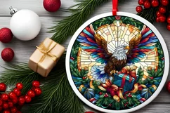 Stained Glass Christmas Round Ornament Sublimation Product Image 1