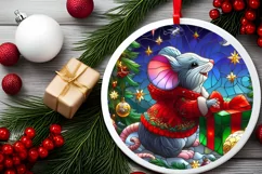 Stained Glass Christmas Round Ornament Sublimation Product Image 1