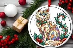 Stained Glass Christmas Round Ornament Sublimation Product Image 1