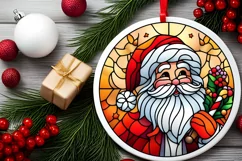 Stained Glass Christmas Round Ornament Sublimation Product Image 1