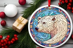 Stained Glass Christmas Round Ornament Sublimation Product Image 2