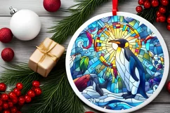 Stained Glass Christmas Round Ornament Sublimation Product Image 1