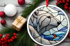 Stained Glass Christmas Round Ornament Sublimation Product Image 1