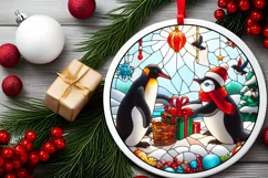 Stained Glass Christmas Round Ornament Sublimation Product Image 1