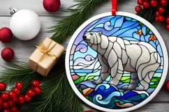 Stained Glass Christmas Round Ornament Sublimation Product Image 1