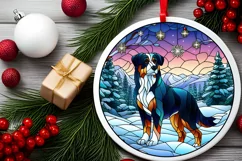 Stained Glass Christmas Round Ornament Sublimation Product Image 1