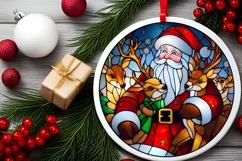 Stained Glass Christmas Round Ornament Sublimation Product Image 1