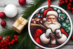 Stained Glass Christmas Round Ornament Sublimation Product Image 1