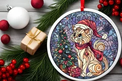 Stained Glass Christmas Round Ornament Sublimation Product Image 1