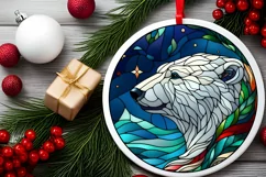 Stained Glass Christmas Round Ornament Sublimation Product Image 1