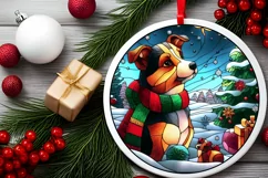 Stained Glass Christmas Round Ornament Sublimation Product Image 1