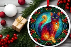 Stained Glass Christmas Round Ornament Sublimation Product Image 1