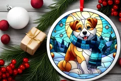 Stained Glass Christmas Round Ornament Sublimation Product Image 1