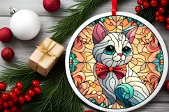 Stained Glass Christmas Round Ornament Sublimation Product Image 1