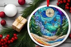Stained Glass Christmas Round Ornament Sublimation Product Image 2