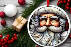 Stained Glass Christmas Round Ornament Sublimation Product Image 2