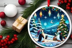 Stained Glass Christmas Round Ornament Sublimation Product Image 2