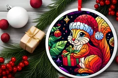 Stained Glass Christmas Round Ornament Sublimation Product Image 1