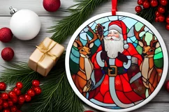 Stained Glass Christmas Round Ornament Sublimation Product Image 1