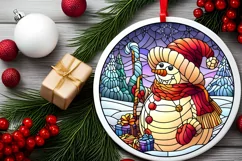 Stained Glass Christmas Round Ornament Sublimation Product Image 1