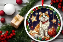 Stained Glass Christmas Round Ornament Sublimation Product Image 1